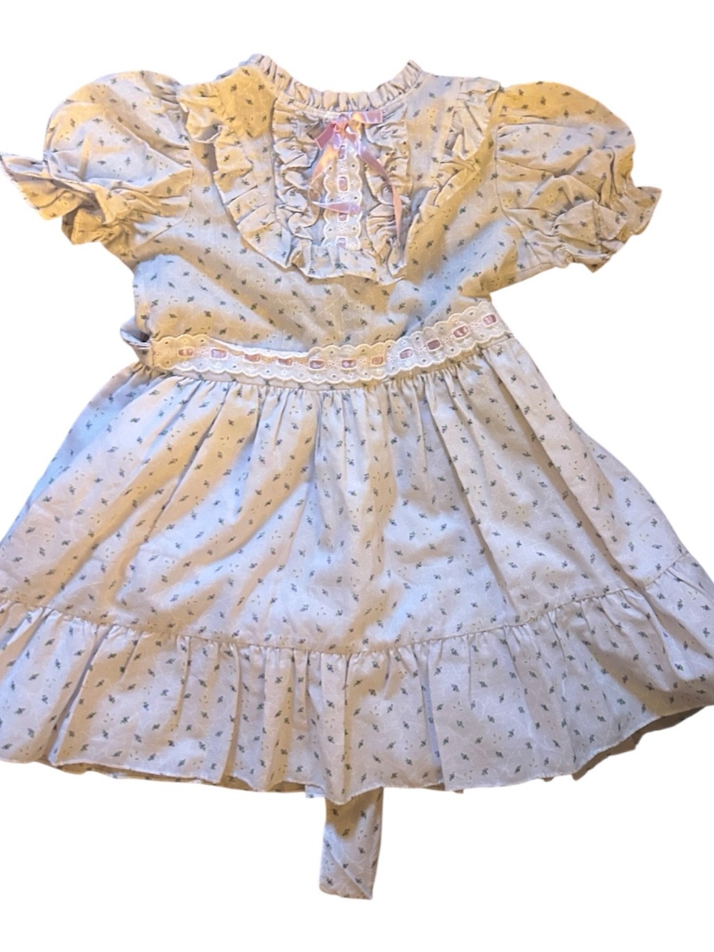 Vintage 1980s Sears Winnie the Pooh Collection Girls Prairie Dress, Size 6